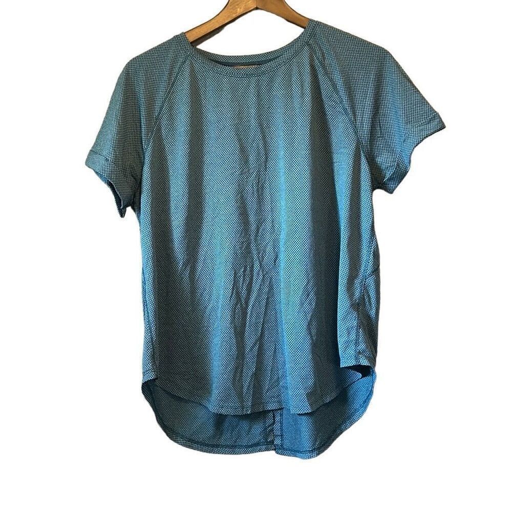 Athletic Works Activewear Top Womens L 12-14 Blue Excellent Split Back Mesh Tee